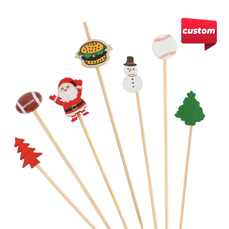 Pack of 100 Custom Cocktail Bamboo Skewers – Flags & Bunting – available in multi colour