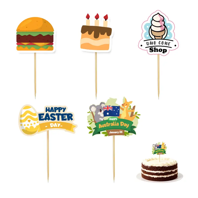 Pack of 100 Custom Coated Paper Toothpicks – Flags & Bunting – available in multi colour