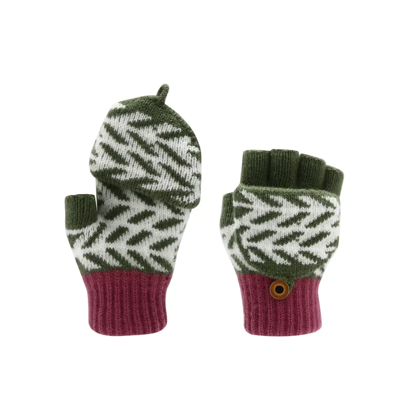 Kids Jacquard Fingerless Gloves with Flip Cover – Accessories – available in multi colour