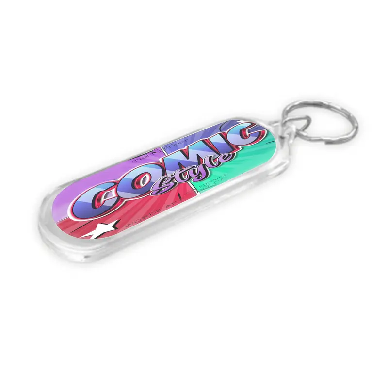Oblong Acrylic Keyring – Keyrings – available in white colour