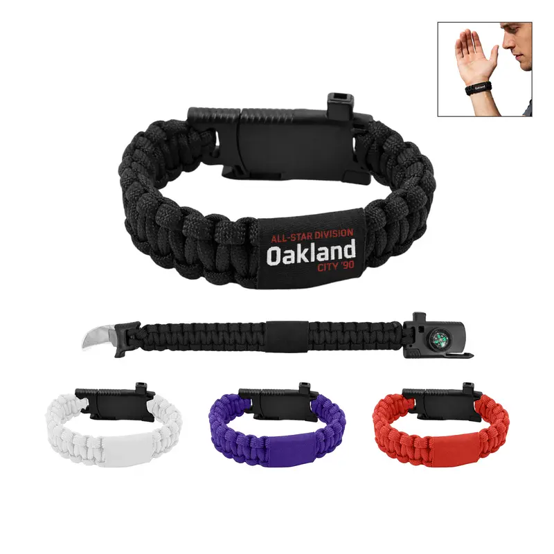 4 in 1 Outdoor Paracord Survival Bracelet – Misc Outdoors – available in black, purple, red, white colours