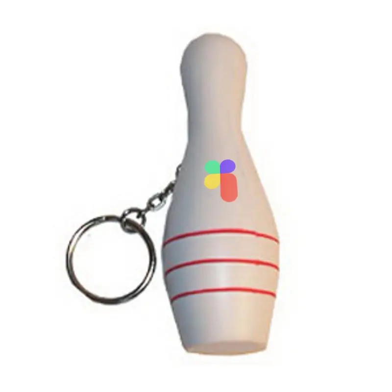 Keyring with Bowling Pin Stress Reliever – Keyrings – available in multi colour