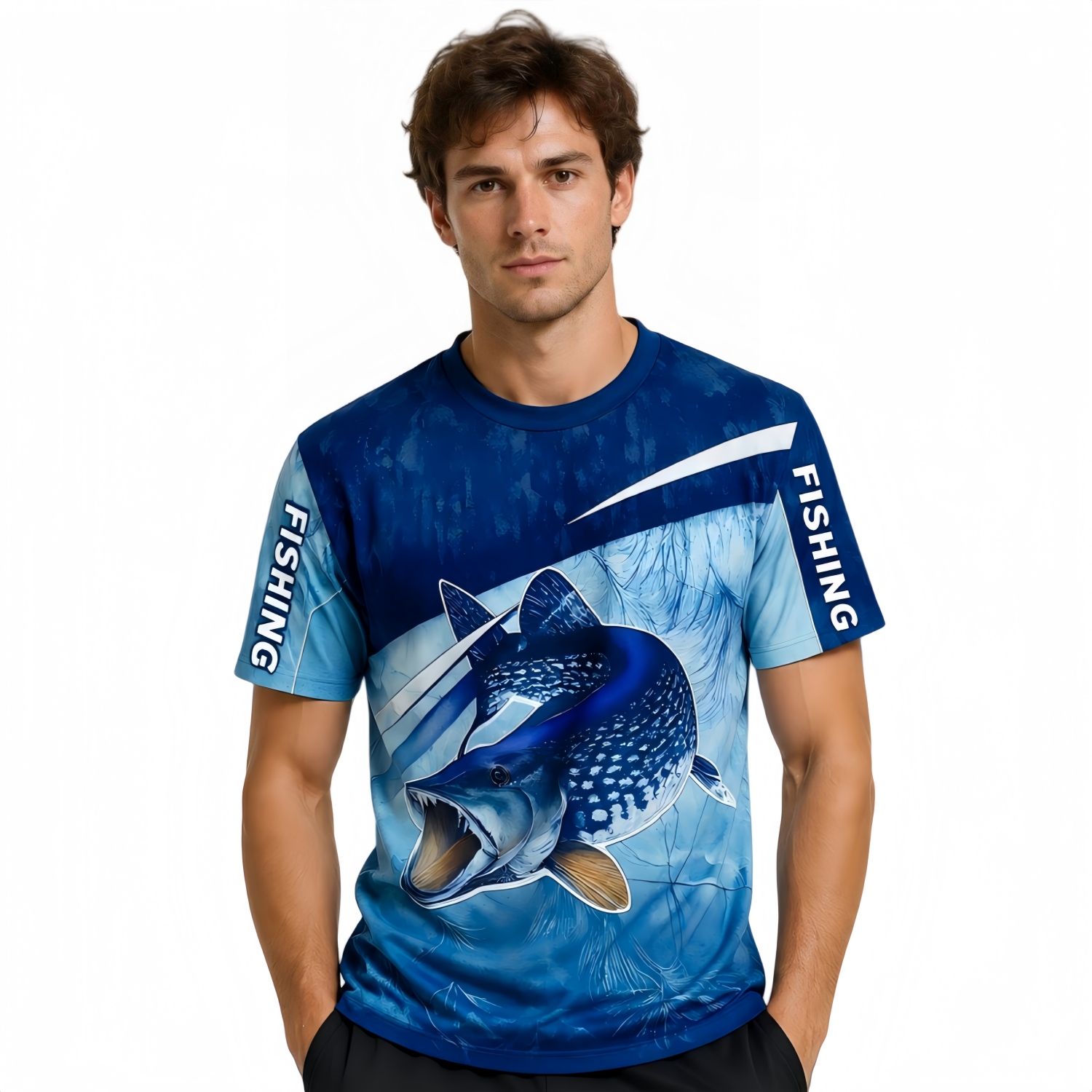Men's Polyester Spandex Ice Silk Sublimated Fishing T-shirt