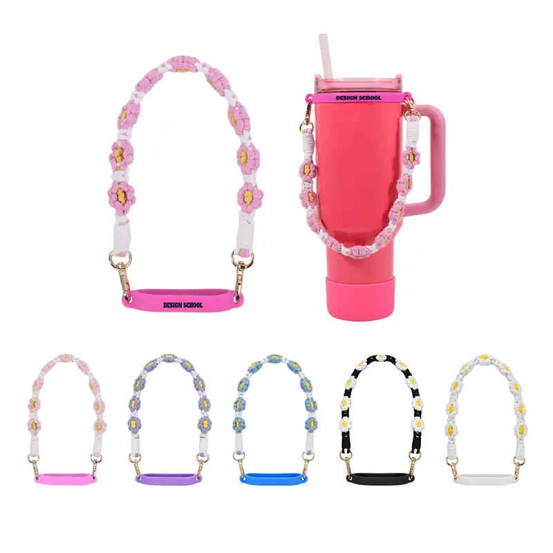 Woven Flower Tumbler Strap – Misc Outdoors – available in black, blue, pink, purple colours and 1 more