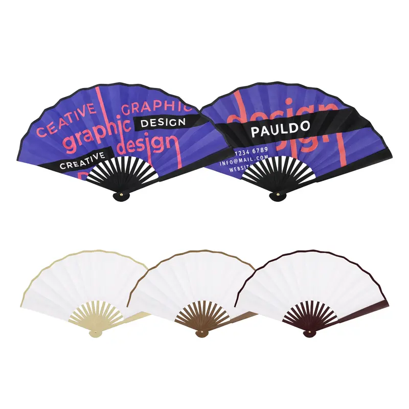 8inch Bamboo Fabric Hand Fan – Misc Events