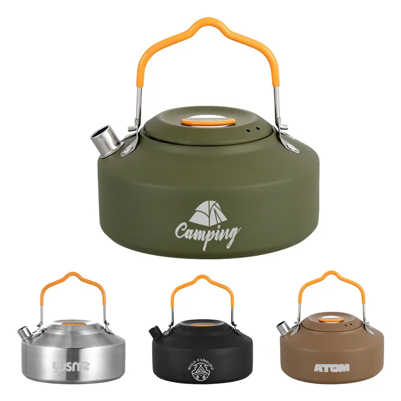 1 Litre Camping Kettle Coffee Tea Pot with Lid – Misc Outdoors – available in black, brown, green, silver colours