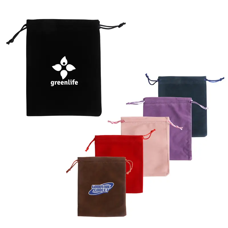 Velvet Drawstring Bag – Drawstring Bags – available in black, brown, pink, purple colours and 1 more