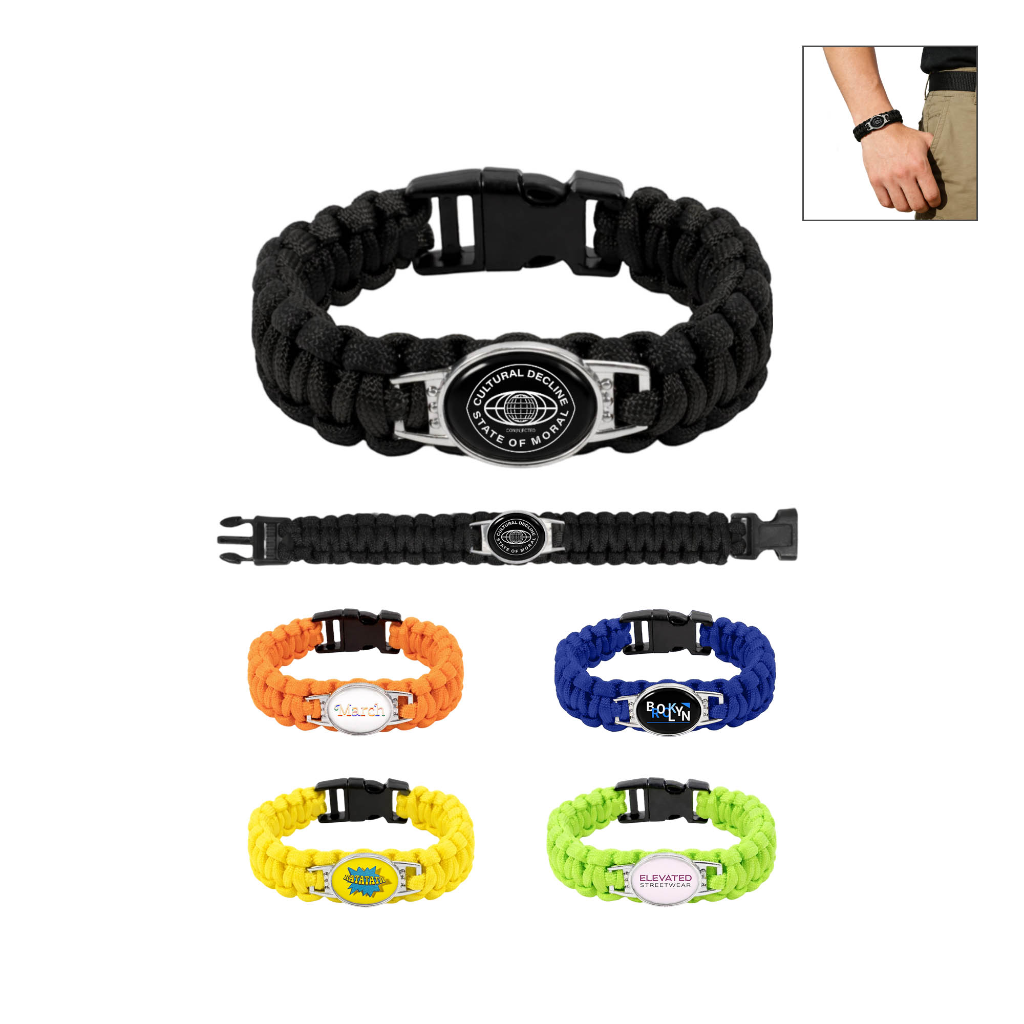 Braided Paracord Bracelet with Themed Pendant
