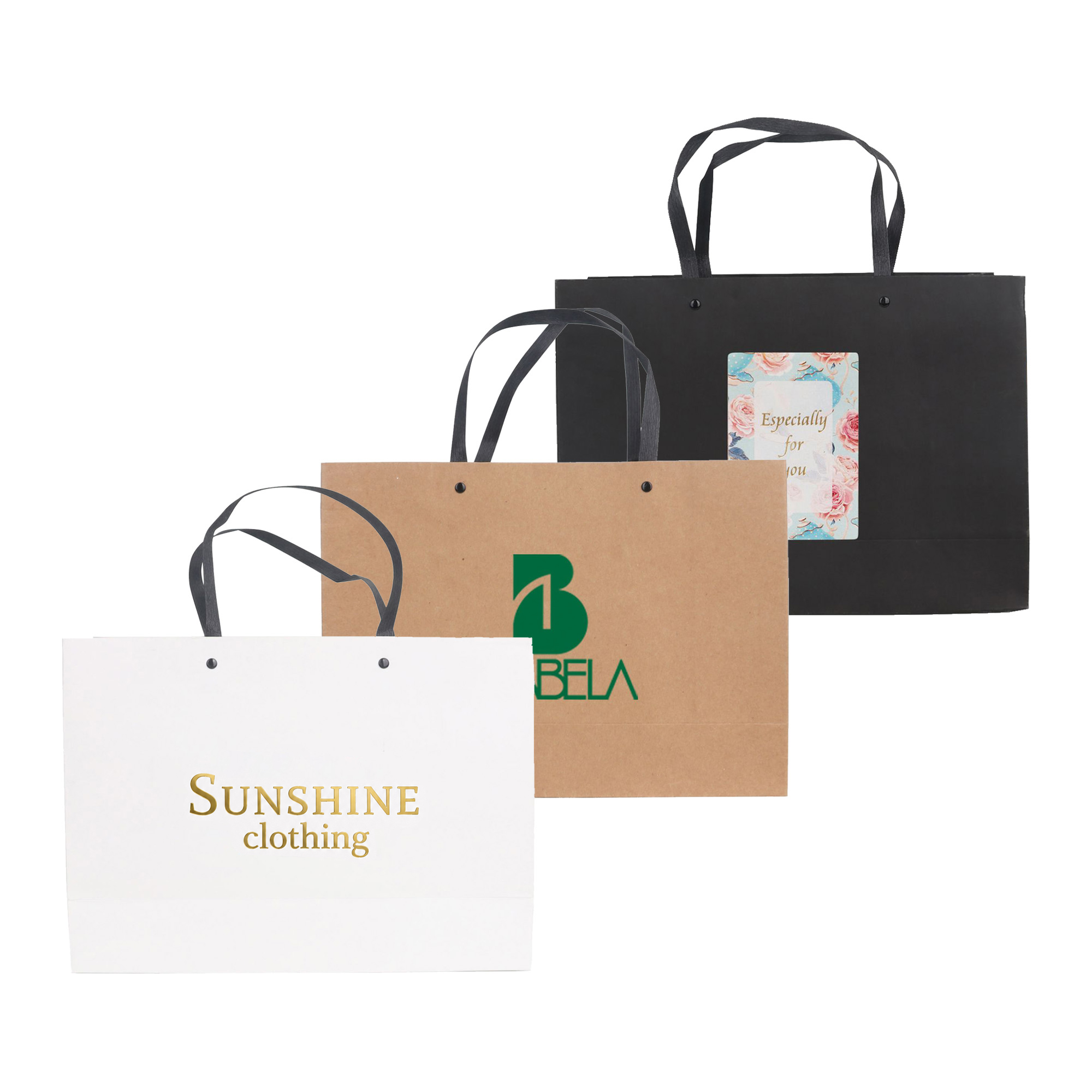 Large Crosswise Paper Bag with Knitted Handle(420 x 300 x 120mm)