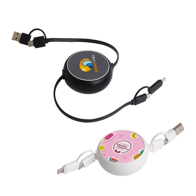 Retractable Portable Charging Cable – Charging Cables – available in black, white colours