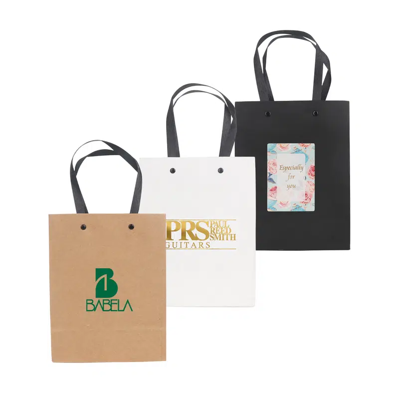 Small Vertical Paper Bag with Knitted Handle(170 x 220 x 100mm) – Paper Bags – available in black, brown, white colours