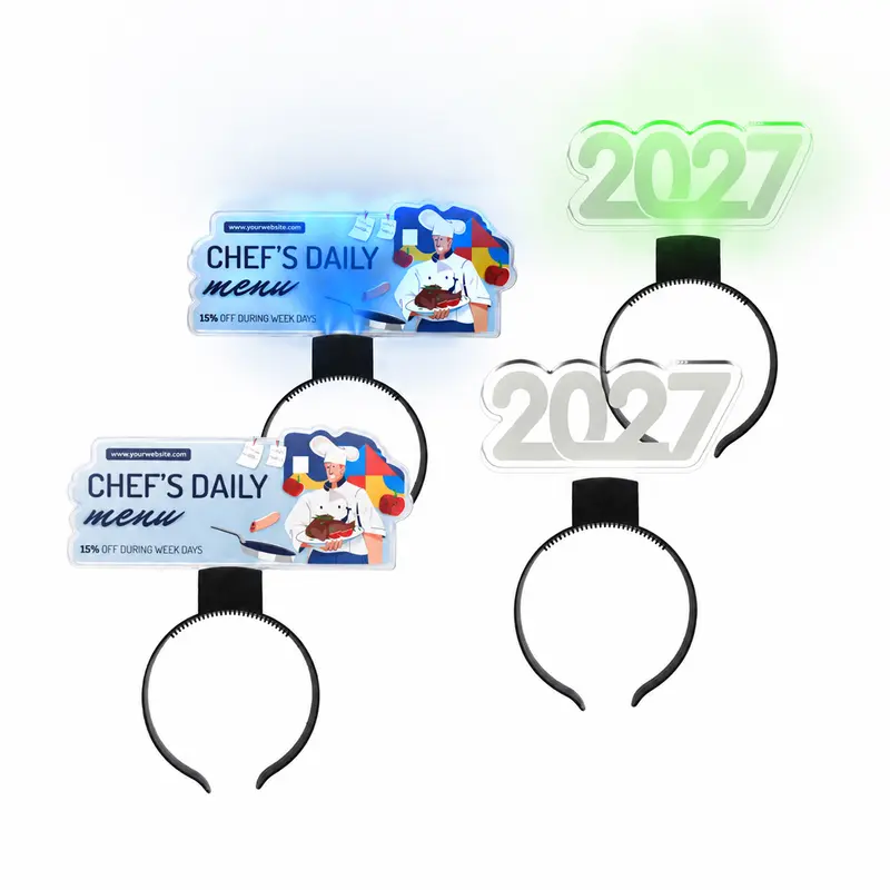 Light up Acrylic Sign Headband – Misc Headwear – available in blue, green, orange, pink colours and 3 more