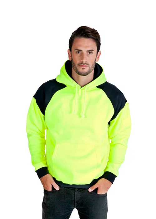 Men Shoulder Contrast Panel Hoodie - WORKWEAR