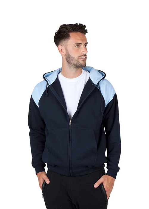 Mens Shoulder Contrast Zip Hoodie