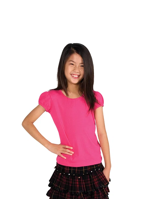 Girls Short Puff Sleeve T-shirt