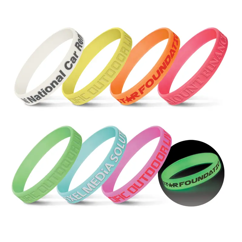Silicone Wrist Band - Glow in the Dark – Wrist Bands – available in blue, green, orange, purple colours and 3 more