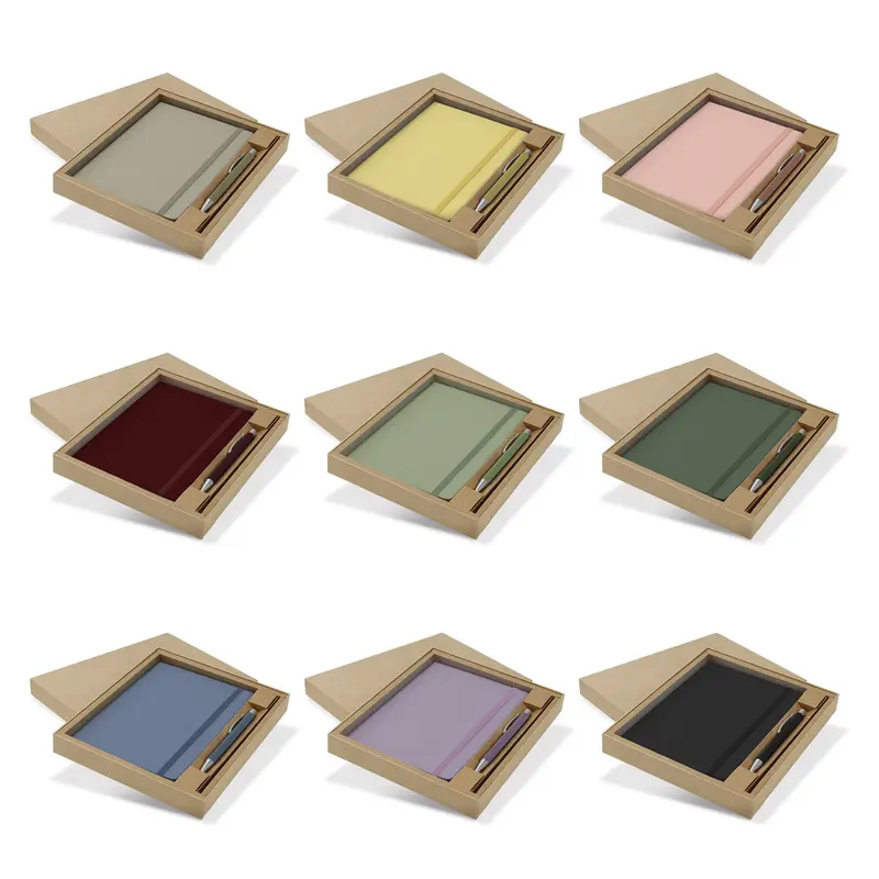 Omega Fashion Notebook and Pen Gift Set – Notebooks – available in beige, black, green, grey colours and 4 more