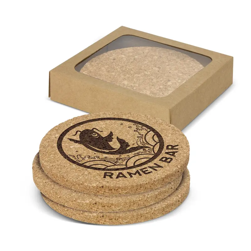Oakridge Cork Coaster Round - Set of 4 – Coasters – available in beige colour