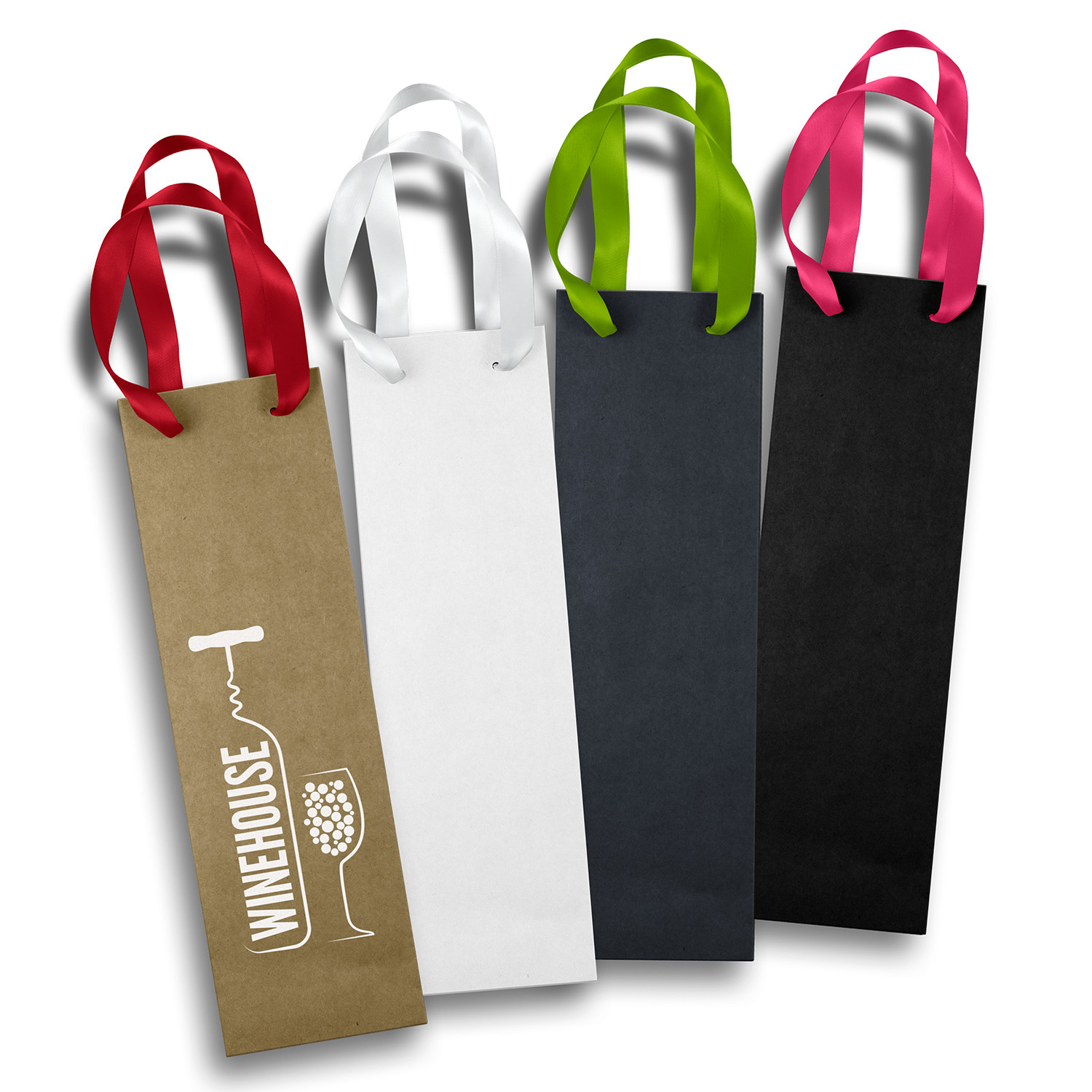 Wine Ribbon Handle Paper Bag – Paper Bags – available in Bag - Natural, Black, Navy, White – photo 1 of 14