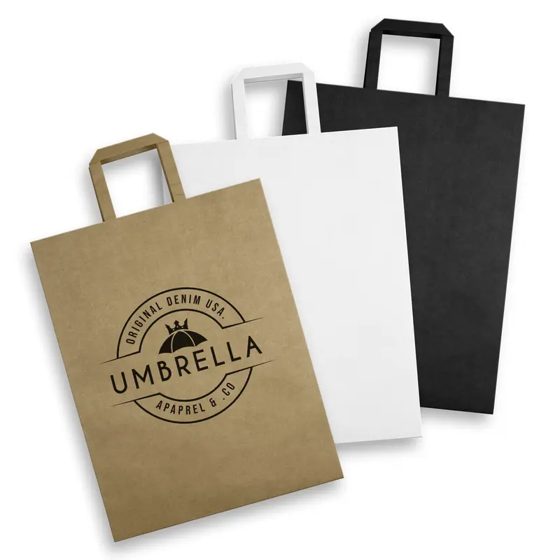 Extra Large Flat Handle Paper Bag Portrait – Paper Bags – available in beige, black, white colours