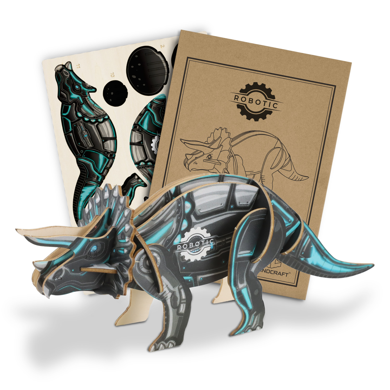 BRANDCRAFT Triceratops Wooden Model – Games – available in Natural – photo 1 of 9