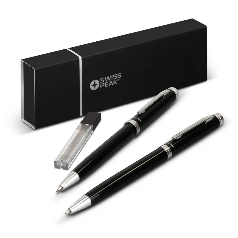 Swiss Peak Luzern Pen and Pencil Set – Metal Pens – available in black colour