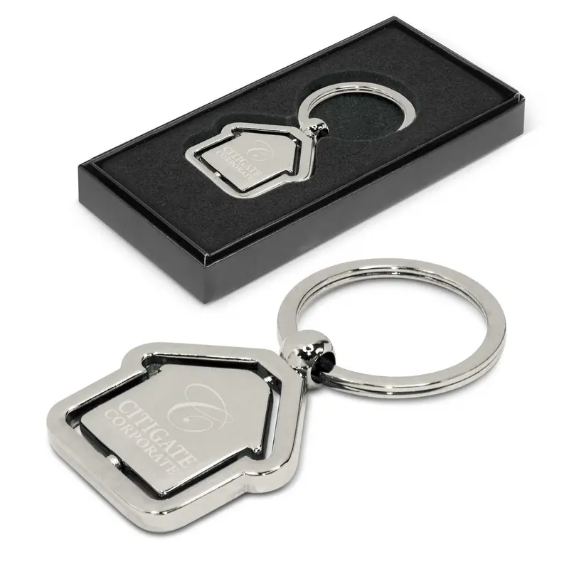 Spinning House Metal Key Ring – Keyrings – available in silver colour