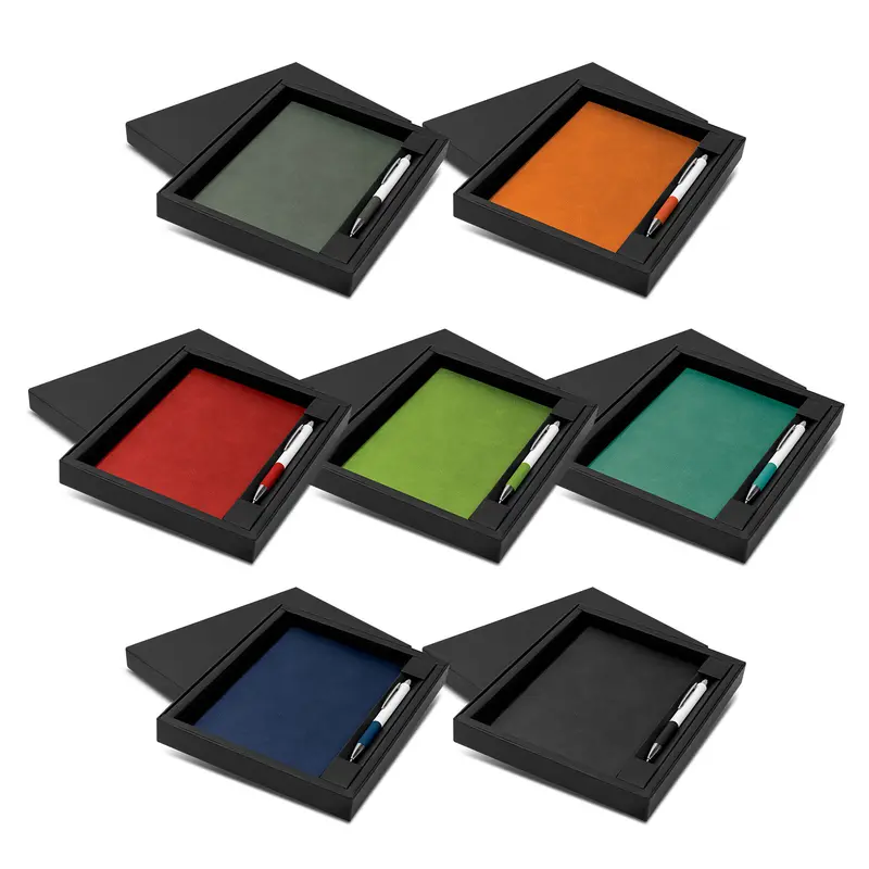 Genoa Notebook and Pen Gift Set – Notebooks – available in black, blue, green, grey colours and 2 more