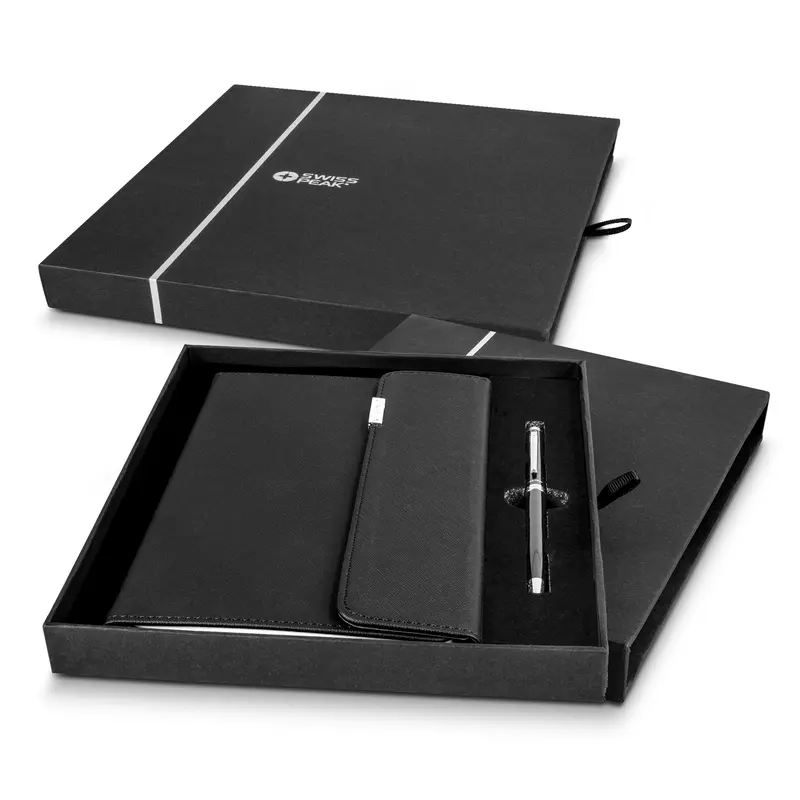 Swiss Peak A5 Notebook and Pen Set – Notebooks – available in black colour