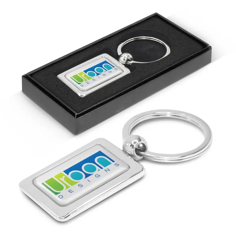 Rectangular Metal Key Ring – Keyrings – available in silver colour