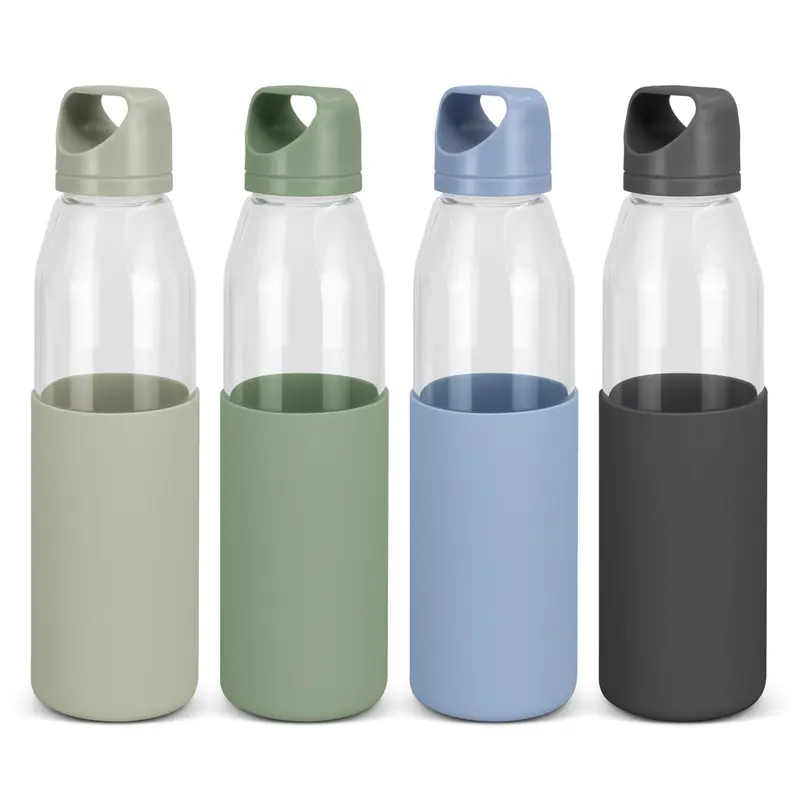 Allure Glass Bottle – Drink Bottles – available in beige, black, blue, green colours