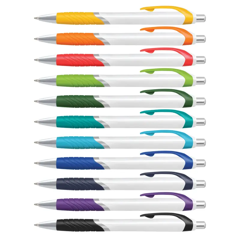 Jet Pen -  White Barrel – Plastic Pens – available in black, blue, green, orange colours and 3 more