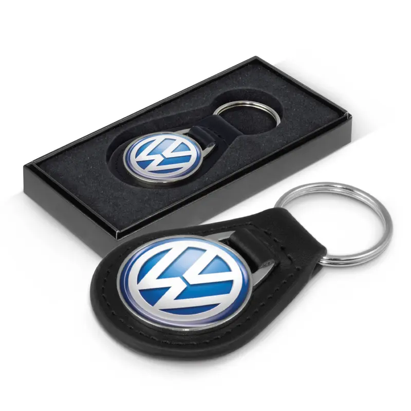 Baron Leather Key Ring - Round – Keyrings – available in black colour