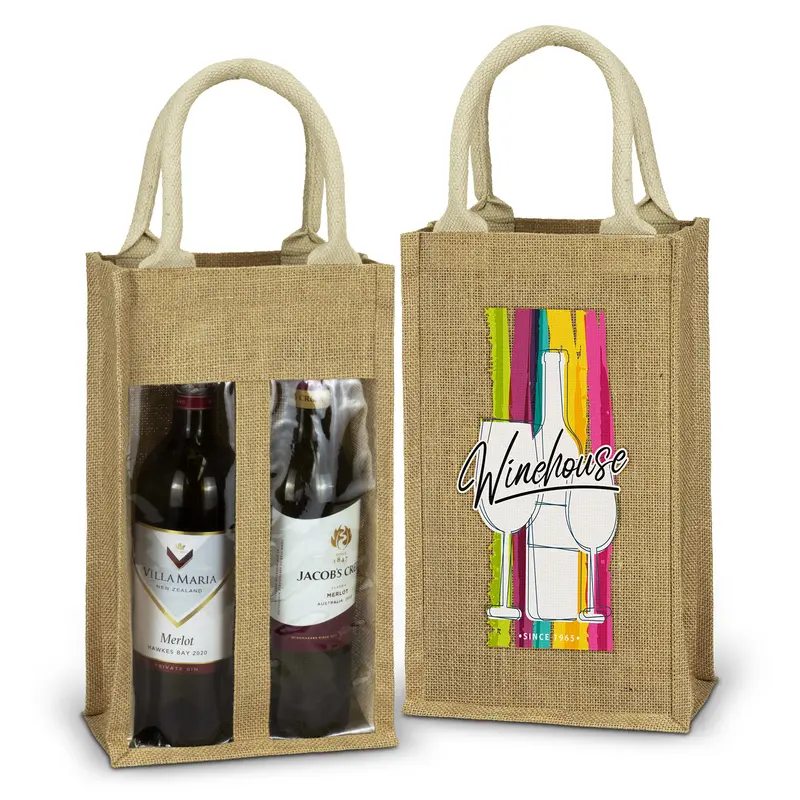 Serena Jute Double Wine Carrier – Wine Carriers – available in beige colour