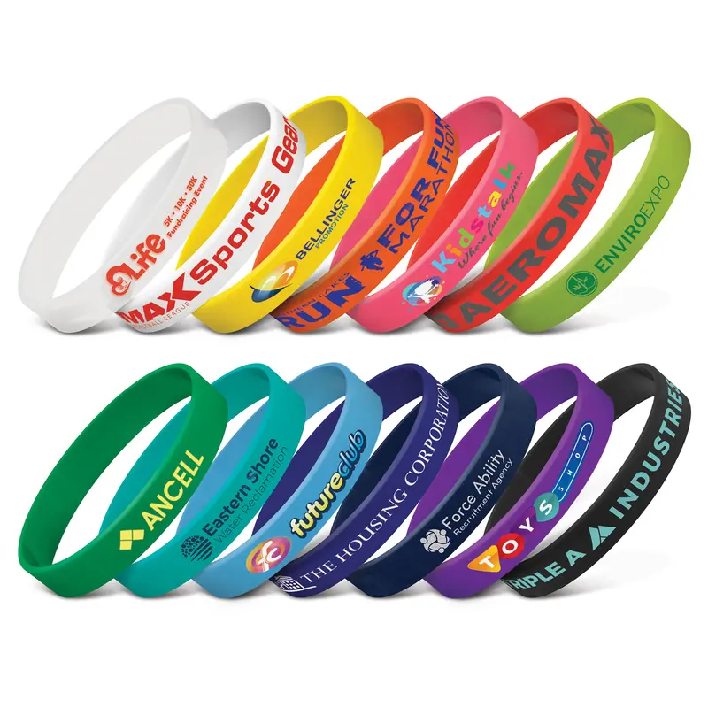 Silicone Wrist Band – Wrist Bands – available in black, blue, green, orange colours and 5 more