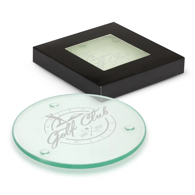 Venice Glass Coaster - Set of 2 - Round – Coasters – available in white colour
