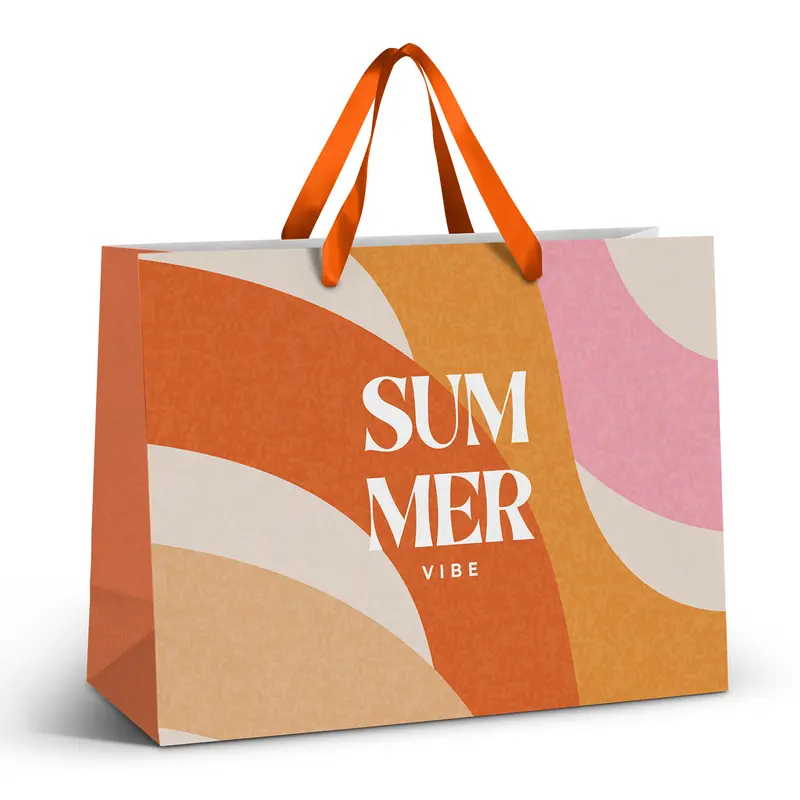 Extra Large Ribbon Handle Paper Bag - Full Colour – Paper Bags – available in white colour