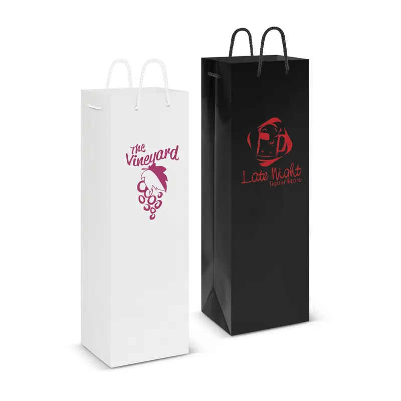 Laminated Wine Bag – Paper Bags – available in black, white colours