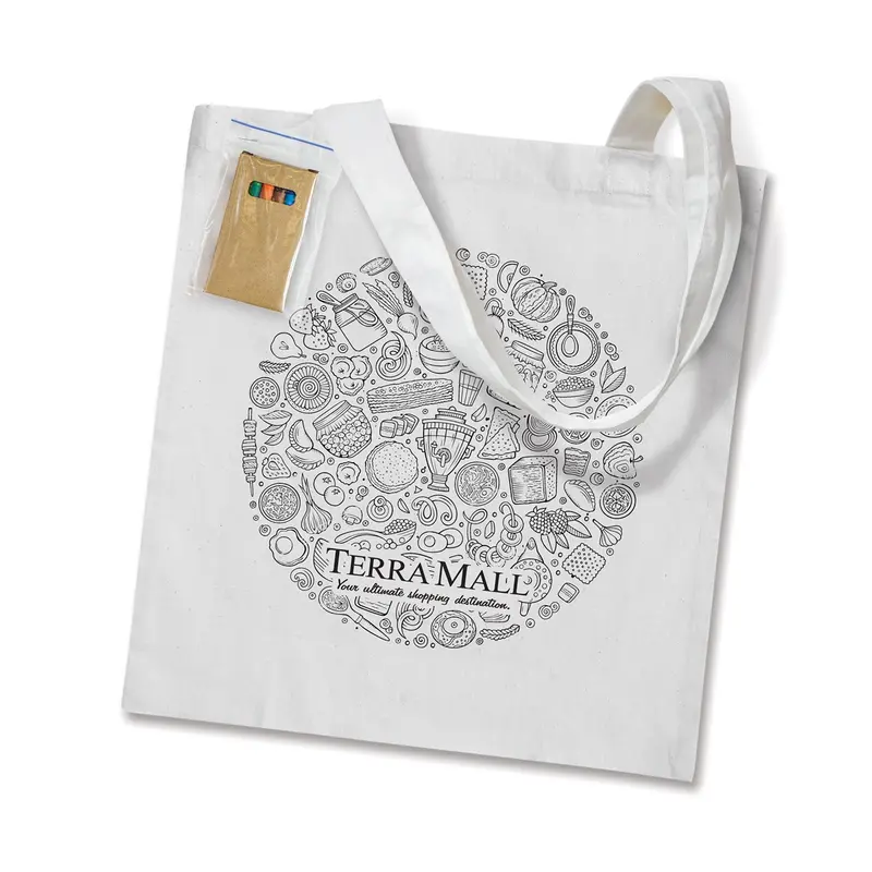 Sonnet Colouring Tote Bag – Crayons & Colouring Sets – available in white colour