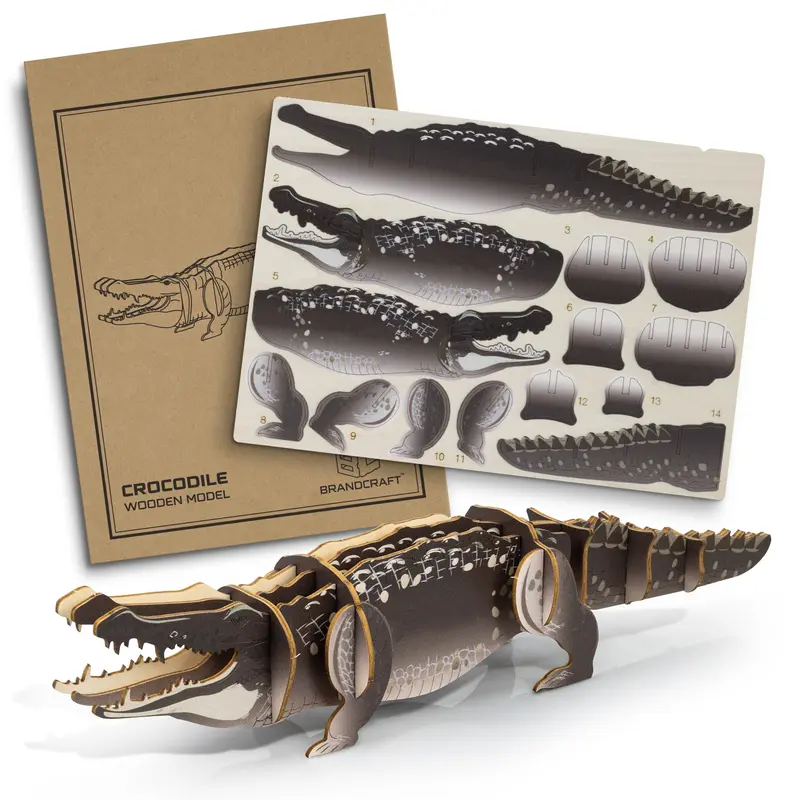BRANDCRAFT Crocodile Wooden Model – Games – available in beige colour