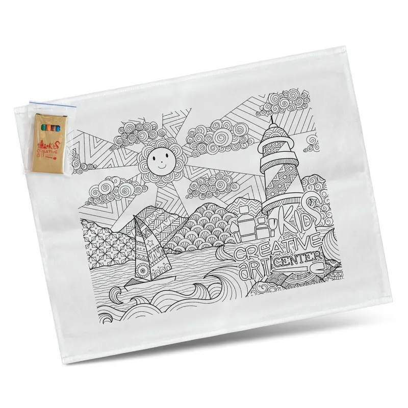Cotton Colouring Tea Towel – Crayons & Colouring Sets – available in white colour