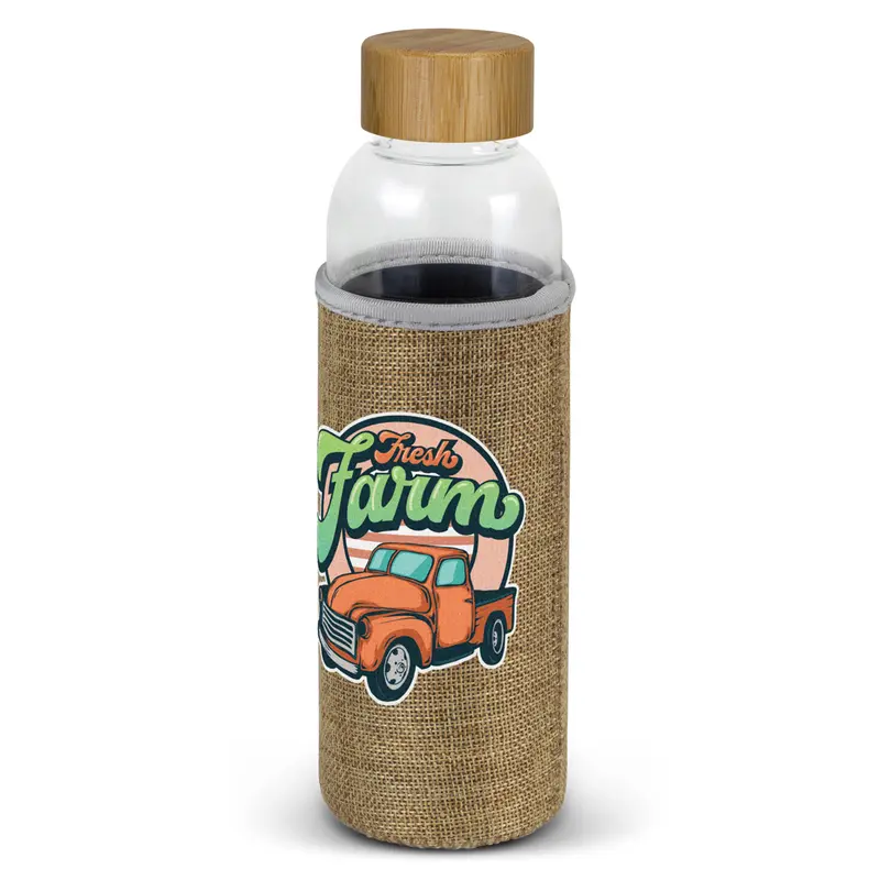 Eden Glass Bottle - Natural Sleeve – Drink Bottles – available in green colour