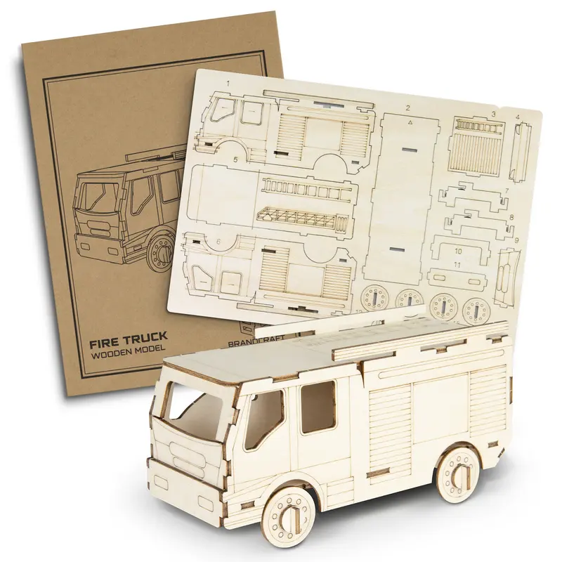 BRANDCRAFT Fire Truck Wooden Model – Games – available in beige colour
