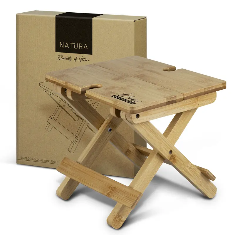 NATURA Bamboo Folding Wine Table – Cheese Boards – available in beige colour