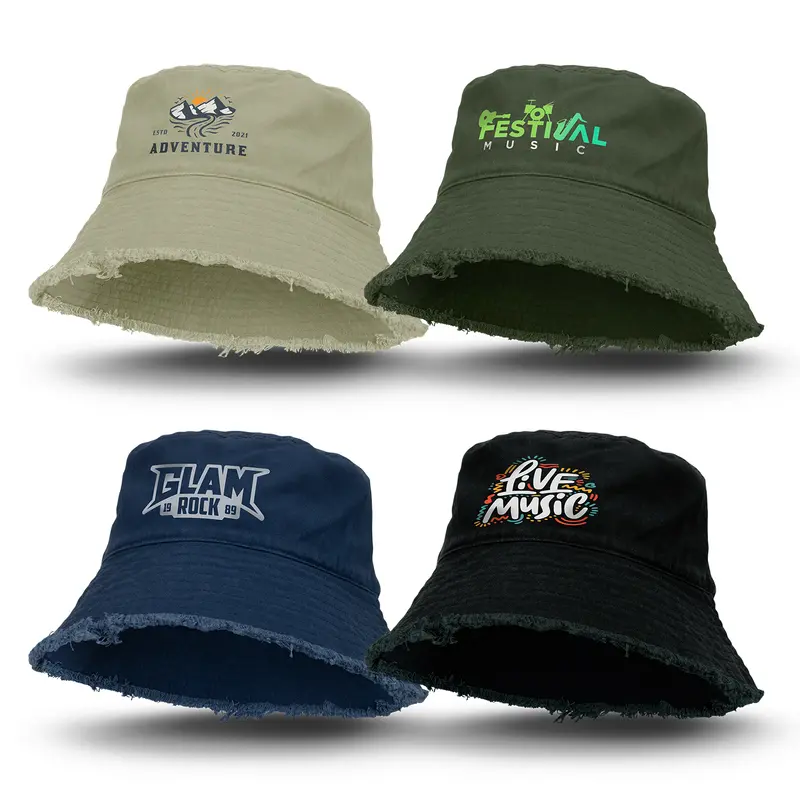 Raw Edge Bucket Hat – Bucket & Sun Hats – available in beige, black, blue, green colours