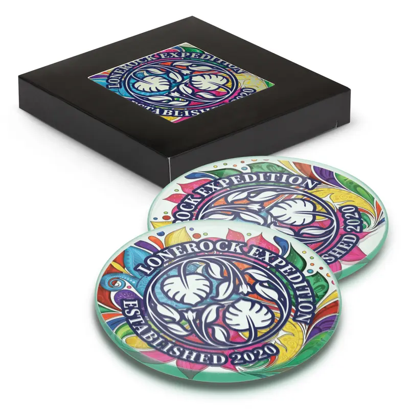 Venice Glass Coaster - Set of 2 - Round - Full Colour – Coasters – available in white colour