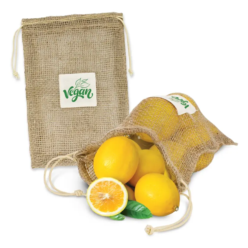 Jute Net Produce Bag – Drawstring Bags – available in beige colour