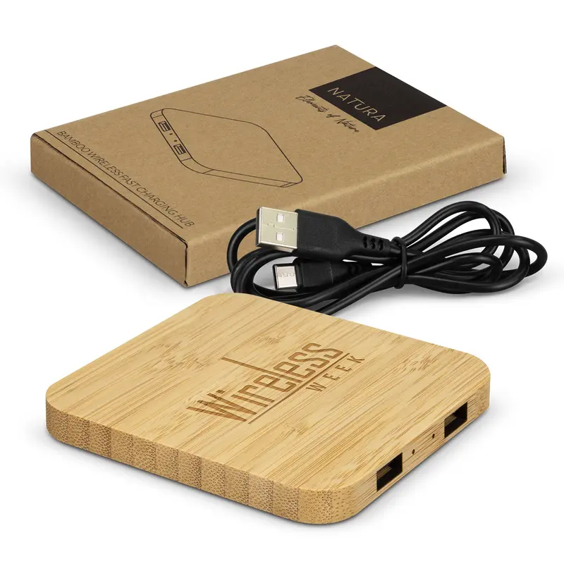 NATURA Bamboo Wireless Fast Charging Hub – Wireless Chargers – available in beige colour