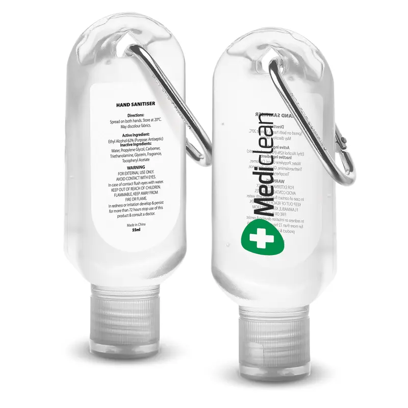Carabiner Hand Sanitiser 55ml – Hand Sanitisers – available in white colour