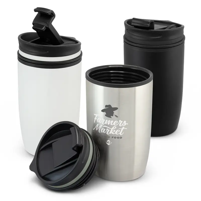 Vento Double Wall Cup – Reusable Coffee Cups – available in black, silver, white colours